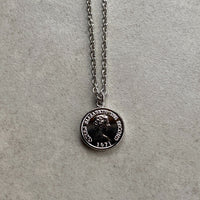 Silver Elizabeth CoinNecklace 50cm