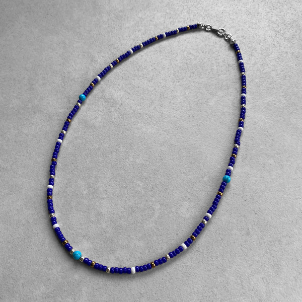Nativecolor Beeds short Necklace 【Blue】