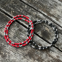 Mix BeadsNecklace 45cm【Silver&Red】No1