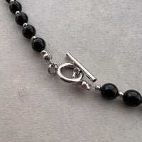 6mm BlackPearlNecklace MetalBeads Mix 45cm