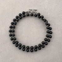 6mm BlackPearlNecklace MetalBeads Mix 45cm