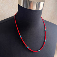 Turquoise Mix BeadsNecklace 60cm【Red 3mm Beads】