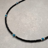 Turquoise Mix BeadsNecklace 60cm【Black 3mm Beads】