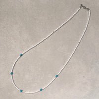 Turquoise Mix BeadsNecklace 60cm【White 3mm Beads】