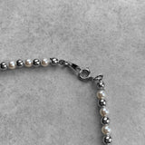 4㎜ SilverMetalPearlMix GlassPearlNecklace 45cm