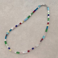 MultiColor CzechGlass BeadsNecklace 45cm